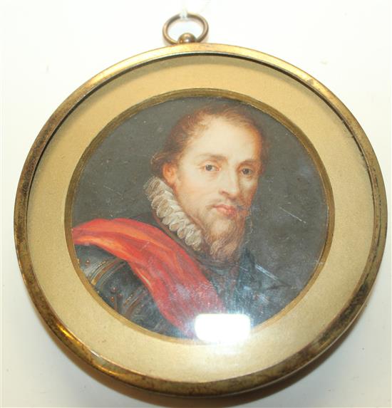 19th Century Continental School Miniature of Maurice, Count of Nassau, Governor of the United Provinces 1584-1625, 2.5in.